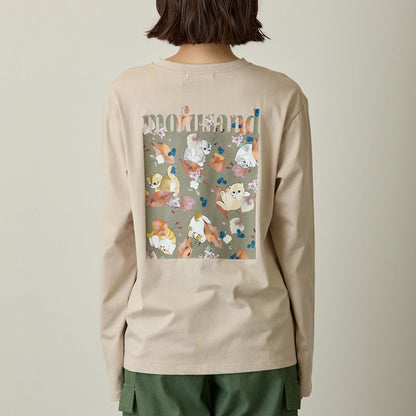 mofusand x Hibiya Kadan Leaf Pattern Beige Long Sleeve T-Shirt 4570189209212