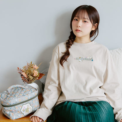mofusand x Hibiya Kadan Leaf Pattern Beige Long Sleeve T-Shirt 4570189209212