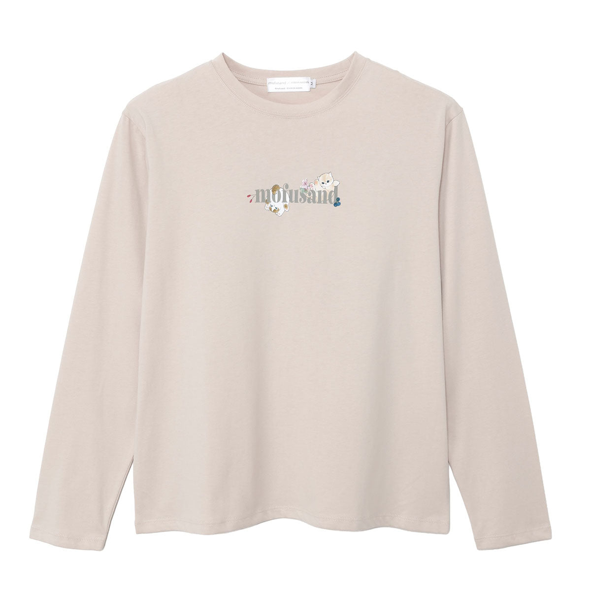 mofusand x Hibiya Kadan Leaf Pattern Beige Long Sleeve T-Shirt 4570189209212
