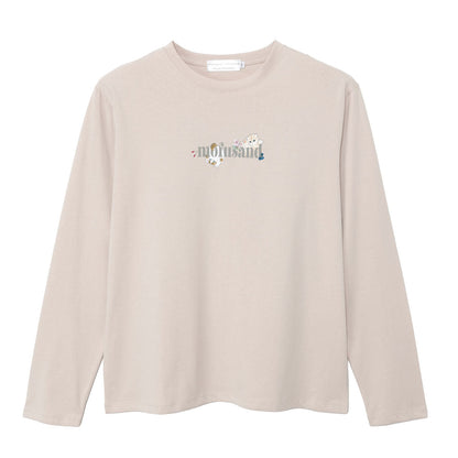 mofusand x Hibiya Kadan Leaf Pattern Beige Long Sleeve T-Shirt 4570189209212