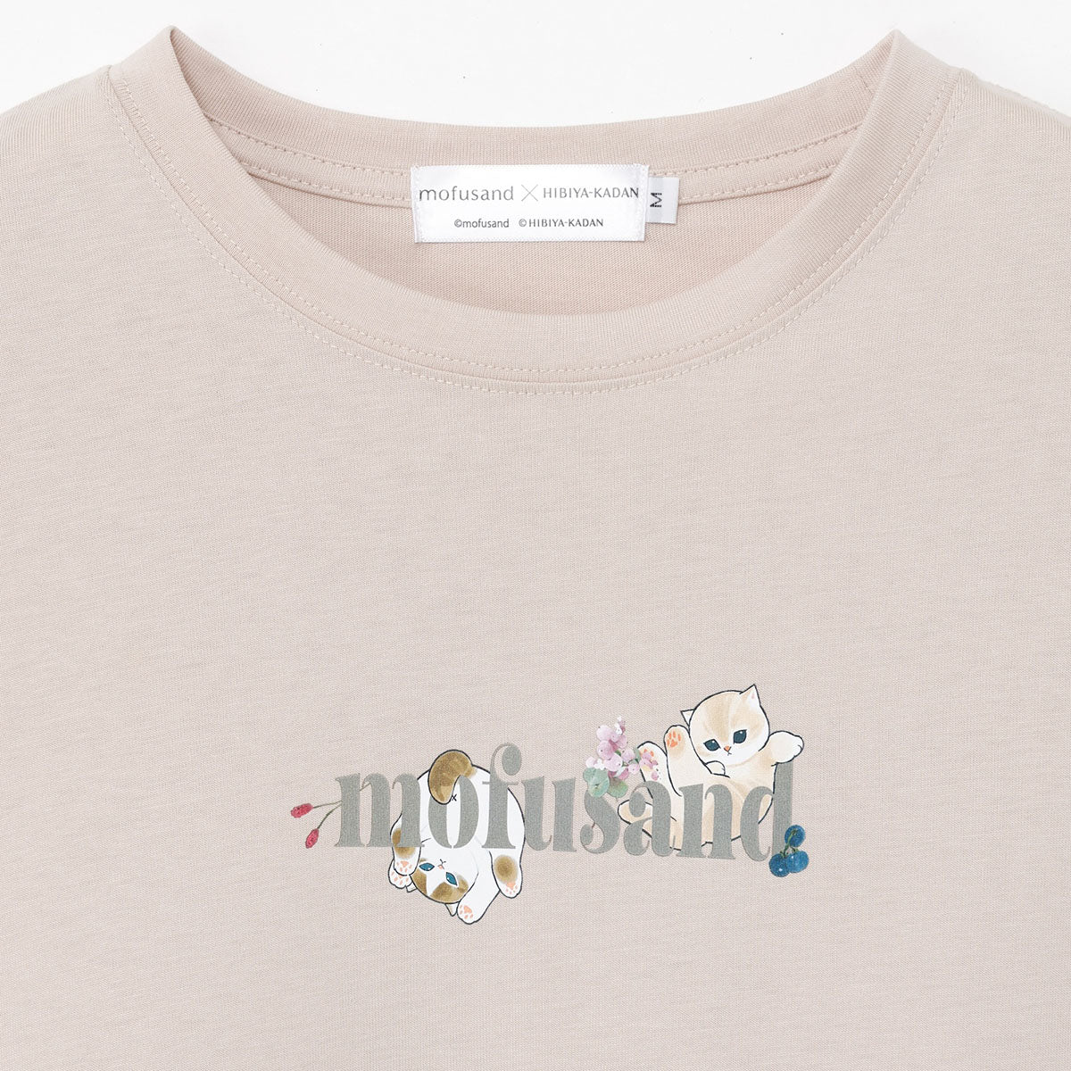 mofusand x Hibiya Kadan Leaf Pattern Beige Long Sleeve T-Shirt 4570189209212