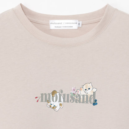 mofusand x Hibiya Kadan Leaf Pattern Beige Long Sleeve T-Shirt 4570189209212