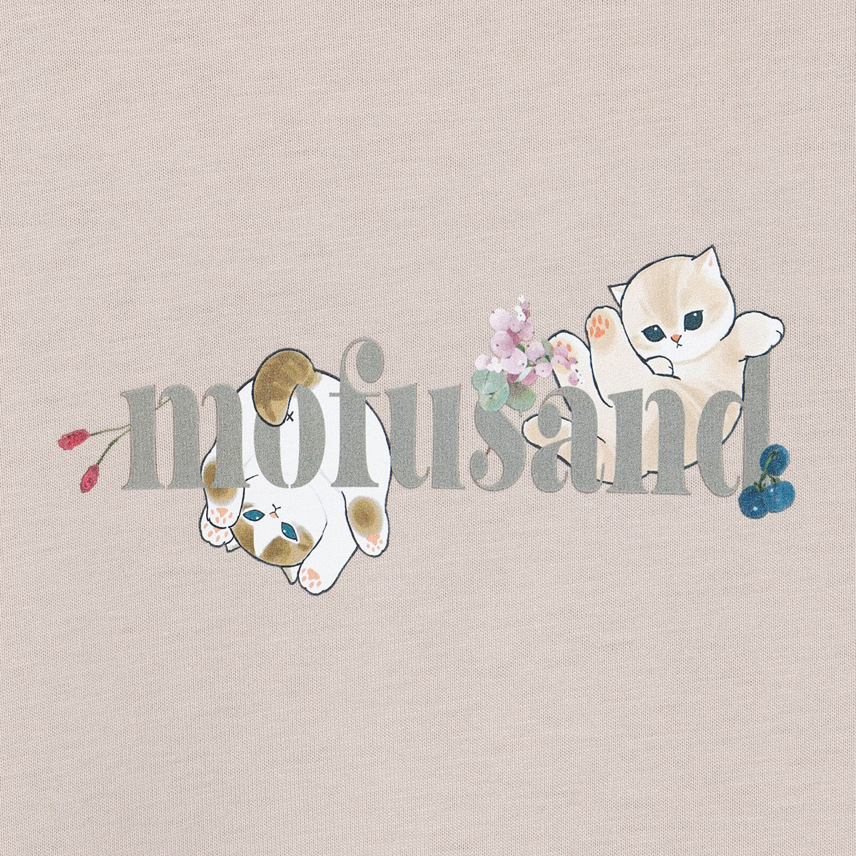 mofusand x Hibiya Kadan Leaf Pattern Beige Long Sleeve T-Shirt 4570189209212