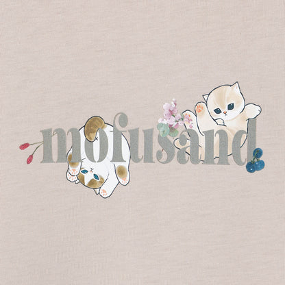 mofusand x Hibiya Kadan Leaf Pattern Beige Long Sleeve T-Shirt 4570189209212