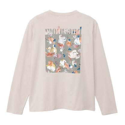 mofusand x Hibiya Kadan Leaf Pattern Beige Long Sleeve T-Shirt 4570189209212