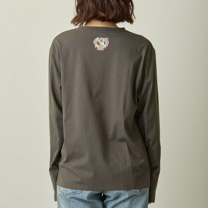 mofusand x Hibiya Kadan Rose Pattern Charcoal Long Sleeve T-Shirt 4570189209236