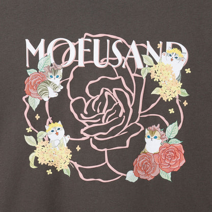 mofusand x Hibiya Kadan Rose Pattern Charcoal Long Sleeve T-Shirt 4570189209236