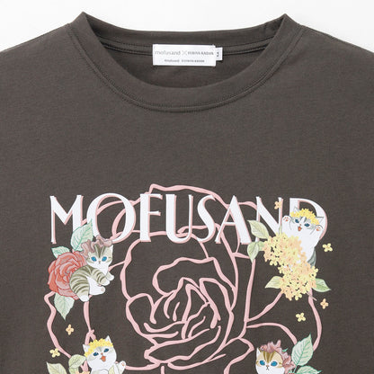 mofusand x Hibiya Kadan Rose Pattern Charcoal Long Sleeve T-Shirt 4570189209236