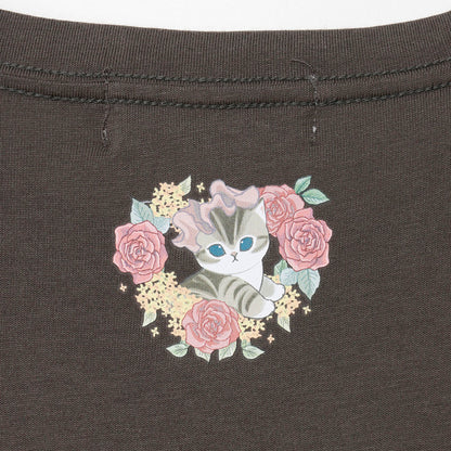 mofusand x Hibiya Kadan Rose Pattern Charcoal Long Sleeve T-Shirt 4570189209236