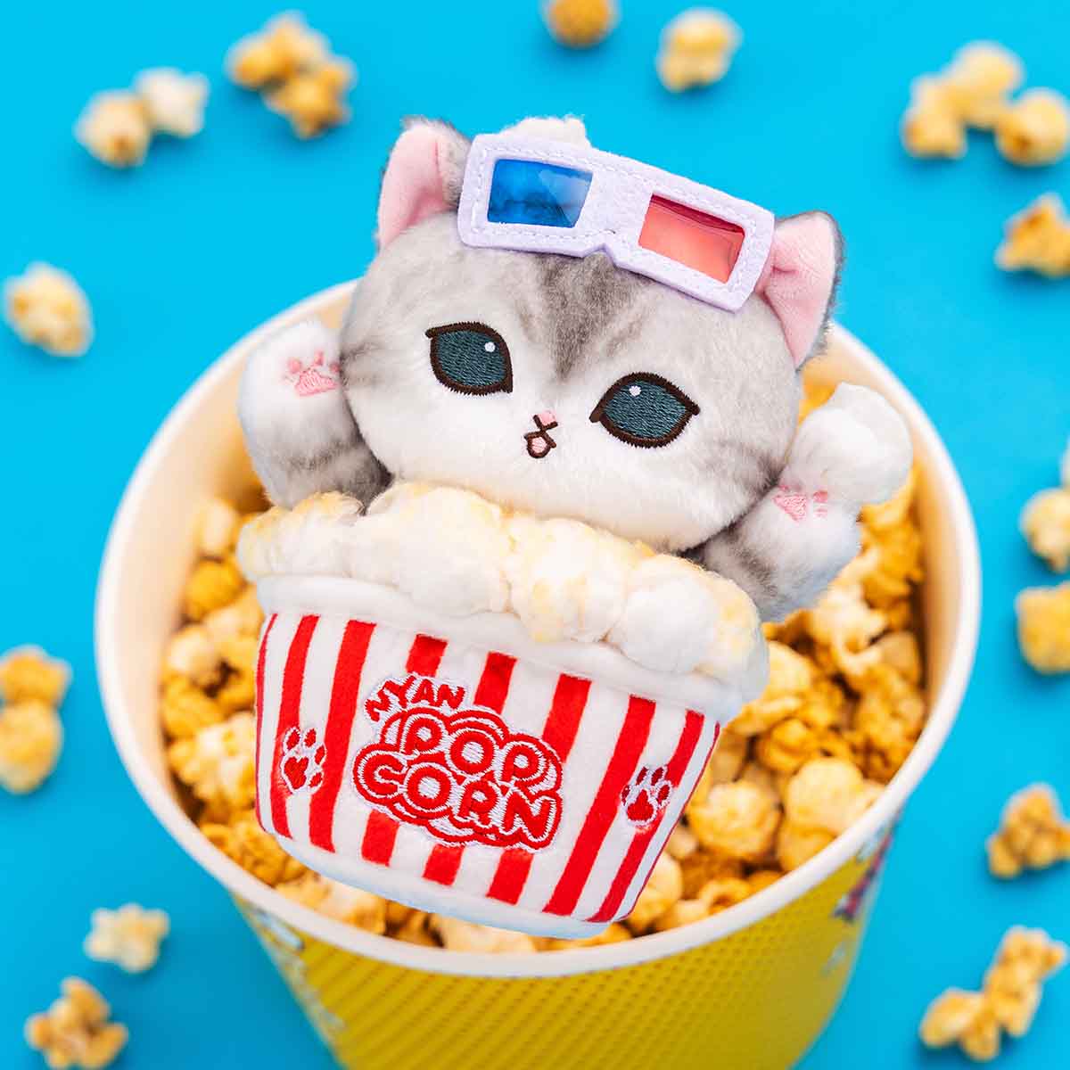 Mofusand Journey Cinema Popcorn Meow Plush Key Chain