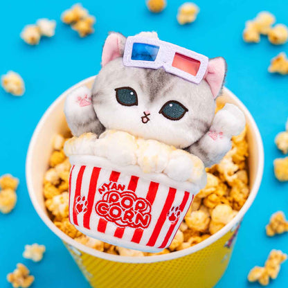 Mofusand Journey Cinema Popcorn Meow Plush Key Chain