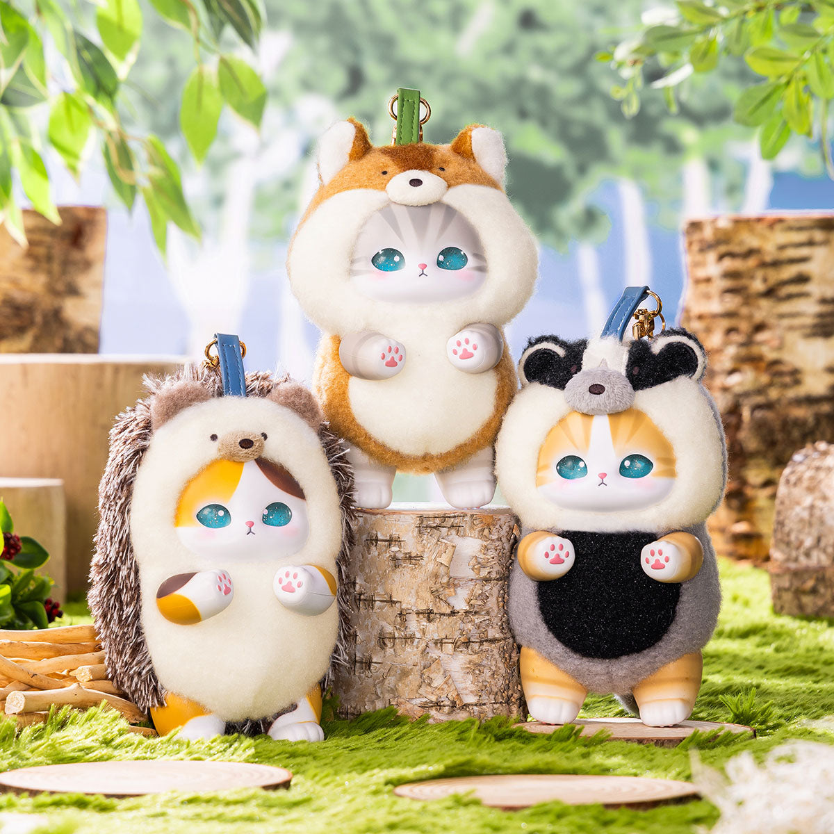 Gray Parka Service mofusand Kiramekko Nordic Kitten Mascot Plush Set