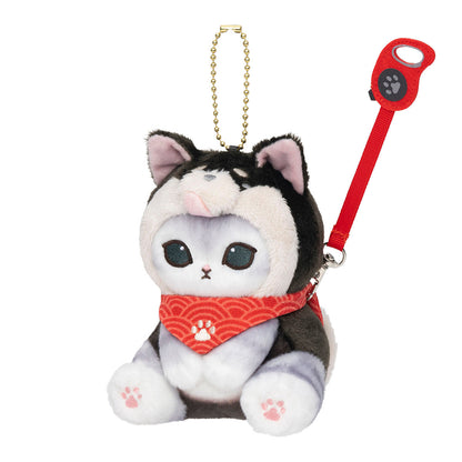 Mofusand Shiba Inu Cat Mascot Plush Keyring Black Bandana