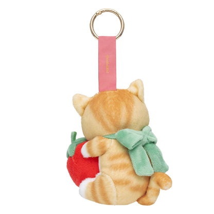Mofusand Merci Strawberry Mascot Plush Strawberry and Brown White Cat