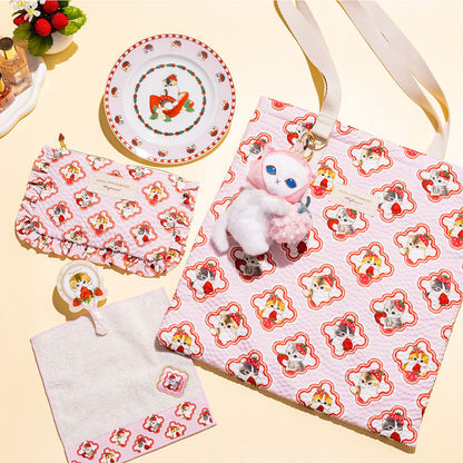 mofusand MERCI STRAWBERRY Plush Mascot Strawberry and White Cat