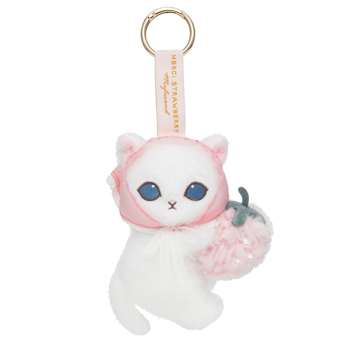 mofusand MERCI STRAWBERRY Plush Mascot Strawberry and White Cat