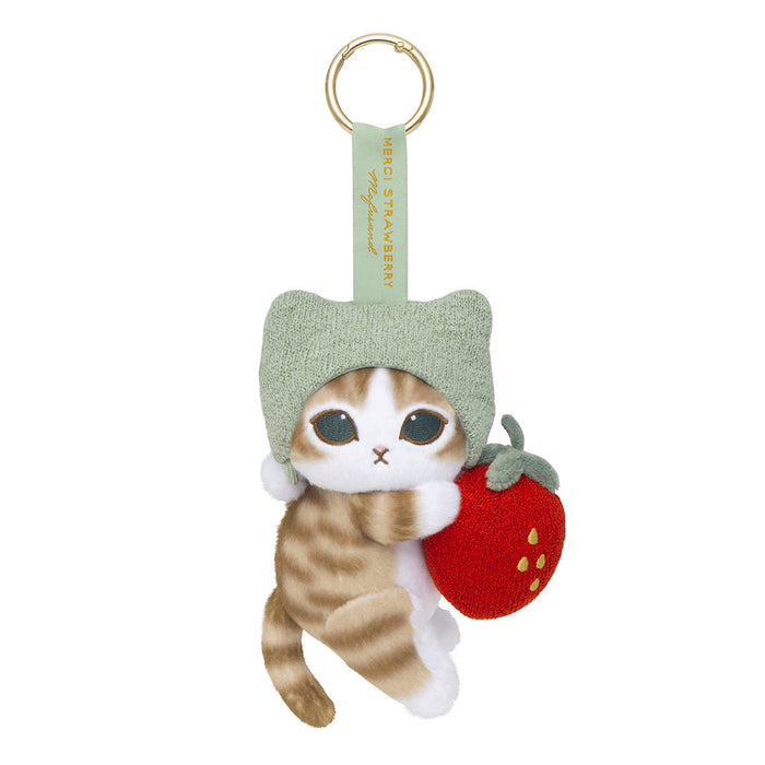 Mofusand Merci Strawberry Mascot Keychain Tabby Cat Plush