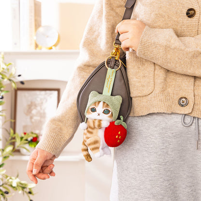 Mofusand Merci Strawberry Mascot Keychain Tabby Cat Plush