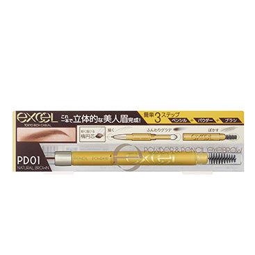 Excel  Powder & Pencil Eyebrow EX (PD01: Natural Brown)