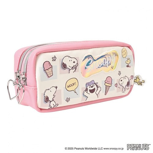 KUTSUWA Snoopy 2-Compartment Pen Case 678SQ Pink