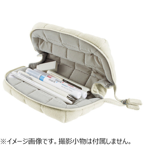 Kokuyo Mococo Fluffy Pencil Case White 7.1 x 2.8 x 3.9in
