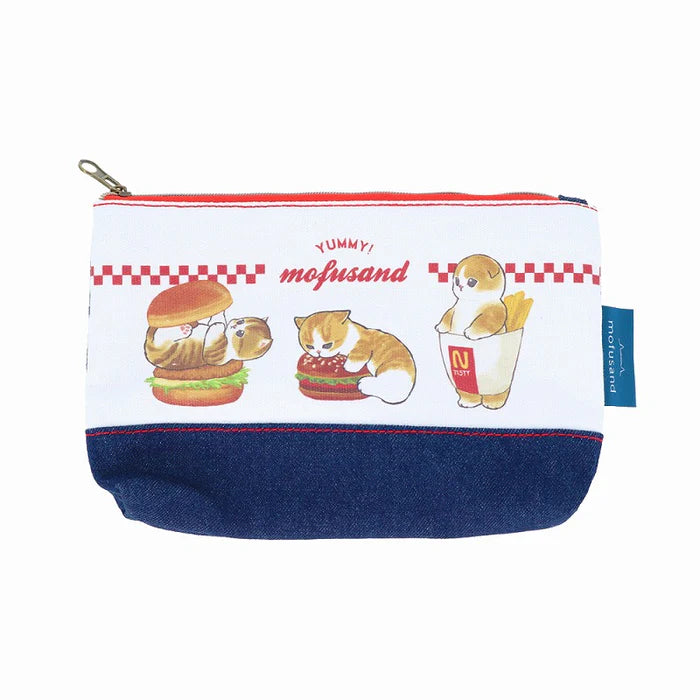 Mofusand Denim Pouch Flat (Hamburger Nyan)