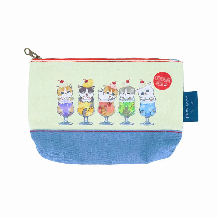 Mofusand Denim Pouch Flat (Cream Soda Nyan)