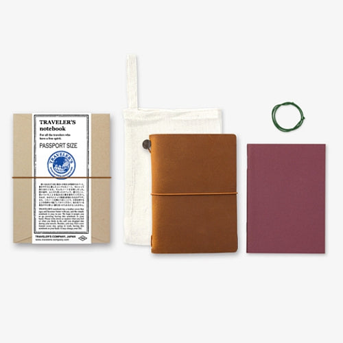 TRAVELER'S COMPANY Notebook Genuine Leather Cover Passport Size Camel