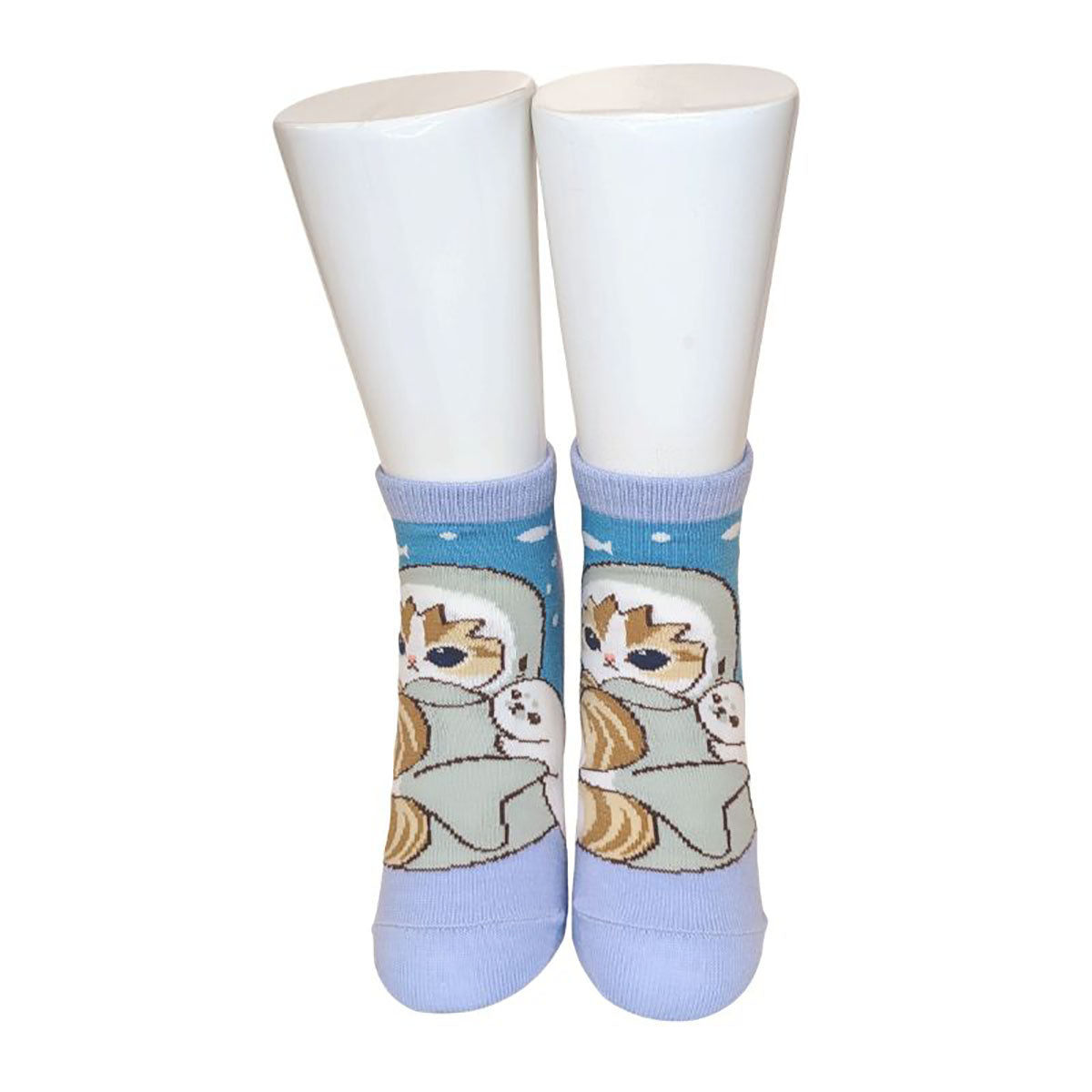 Mofusand Gray Shark Friends Pattern Ankle Socks Women's One Size