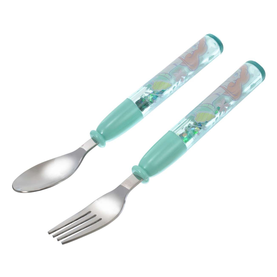 Ariel Spoon & Fork with Neon Logo- Disney Store Japan