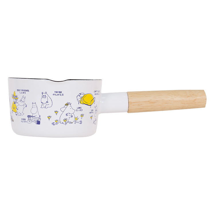 Moomin Enamel Milk Pan 12cm Wood Handle Induction Compatible