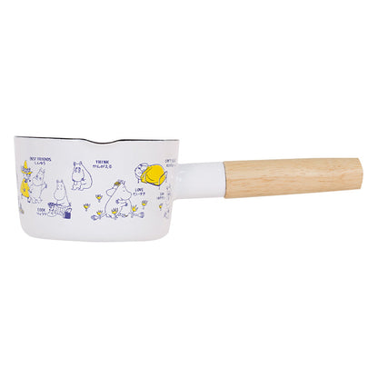Moomin Enamel Milk Pan 12cm Wood Handle Induction Compatible