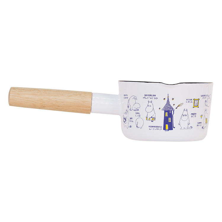 Moomin Enamel Milk Pan 12cm Wood Handle Induction Compatible