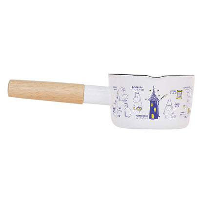 Moomin Enamel Milk Pan 12cm Wood Handle Induction Compatible