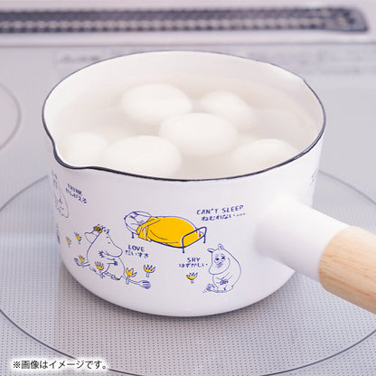Moomin Enamel Milk Pan 12cm Wood Handle Induction Compatible