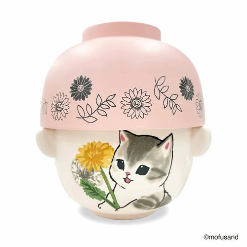 Mofusand Plastic Bowl & Ceramic Bowl Set (Flower)