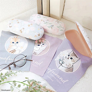 Mofusand Flower Glasses Case & Cloth Set - Pink