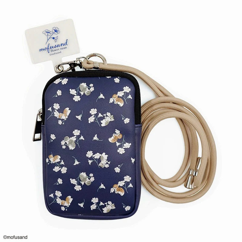 Mofusand Flower Phone Strap & Shoulder Pouch - Navy