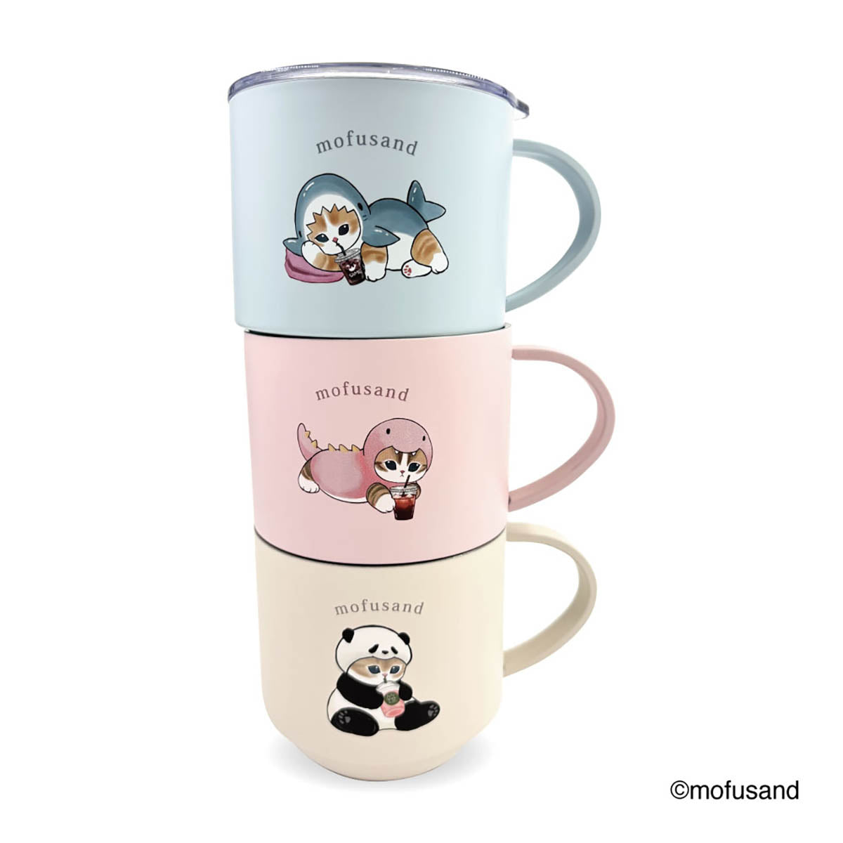 Mofusand Stacking Stainless Mug with Lid 280ml (Panda Nyan)