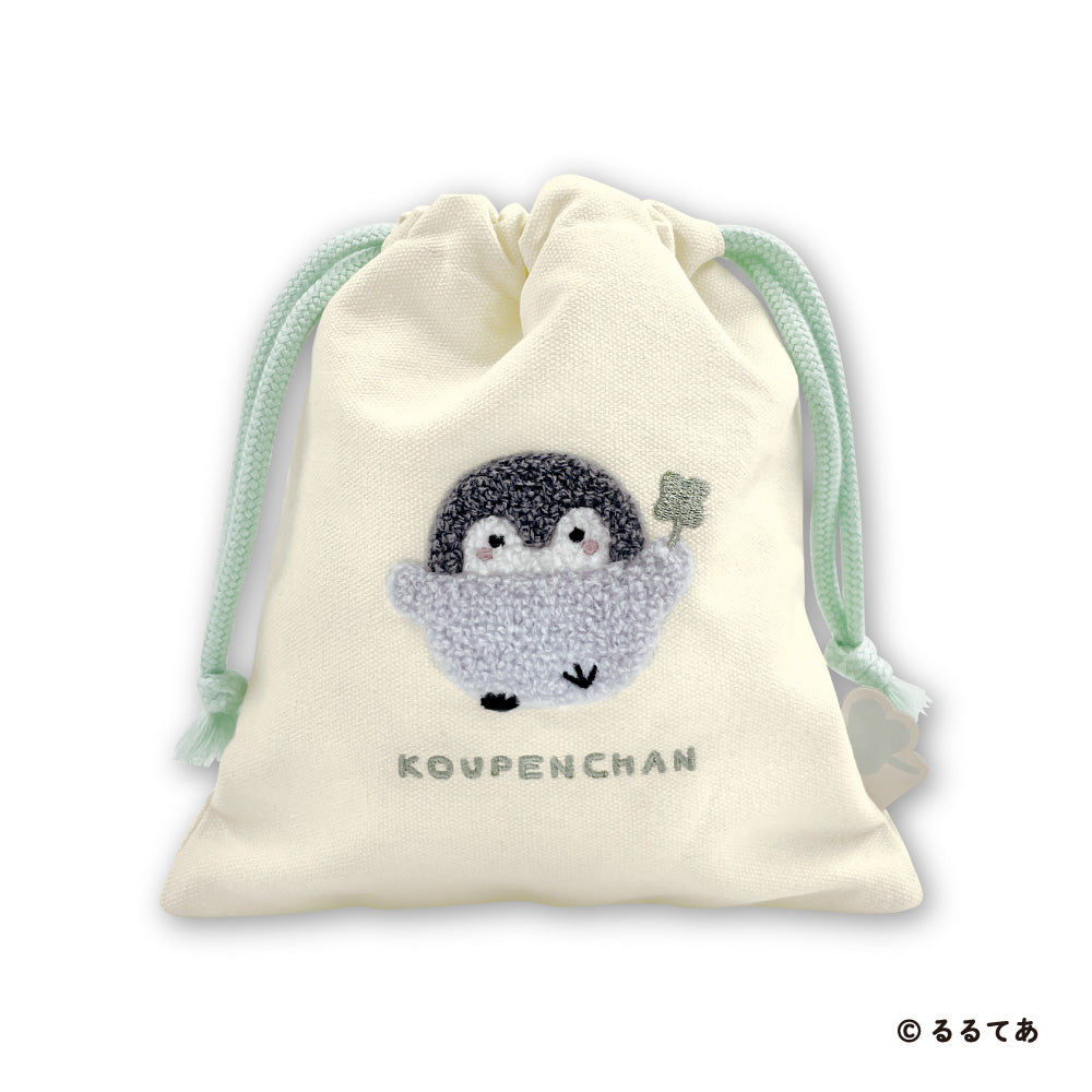 Koupen-chan Fluffy Pastel Drawstring Bag with Sagara Embroidery