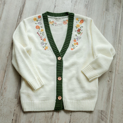 Whisper of the Heart Flower Embroidered Cardigan (Free Size) - Ghibli Studio