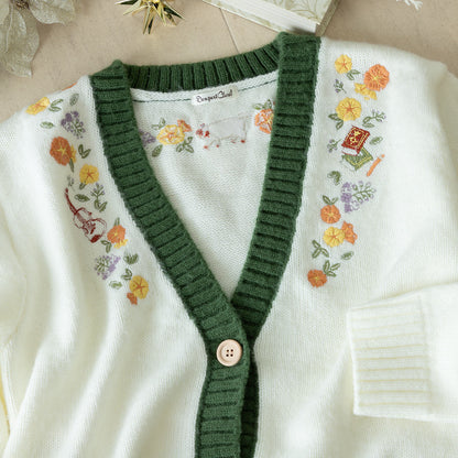 Whisper of the Heart Flower Embroidered Cardigan (Free Size) - Ghibli Studio