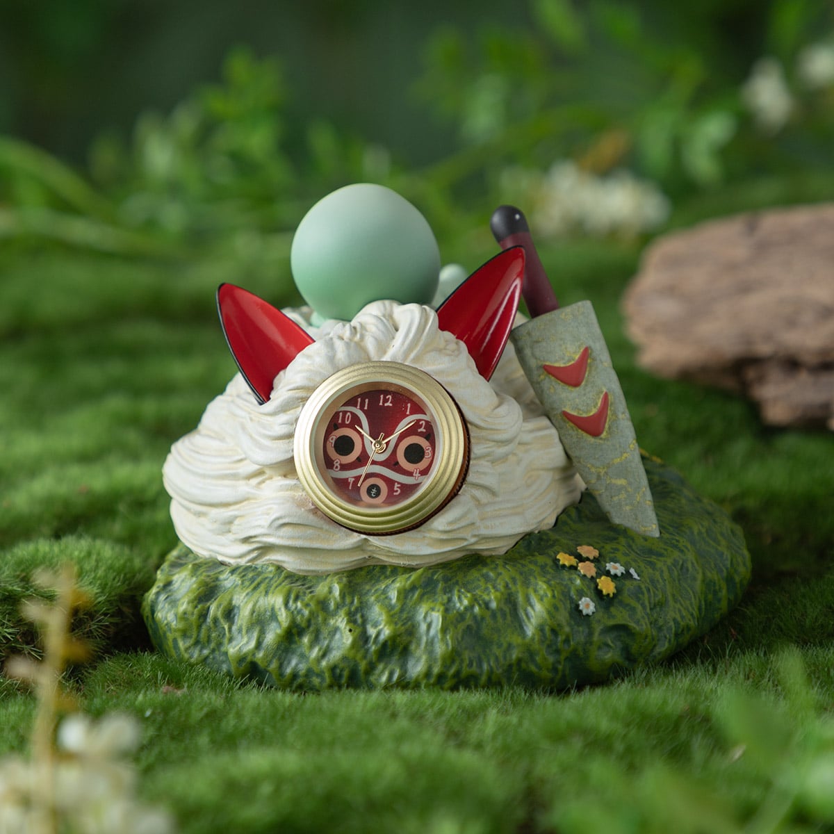 Princess Mononoke Mini Table Clock On San's Mask - Ghibli Studio