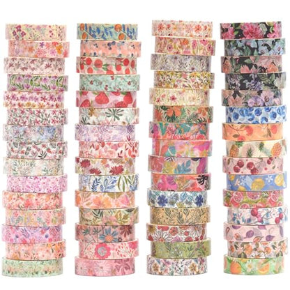 YUBX 60-Piece Floral Washi Tape Set 0.4in x 6.6ft
