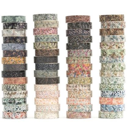 YUBX 60-Piece Floral Washi Tape Set 0.4in x 6.6ft