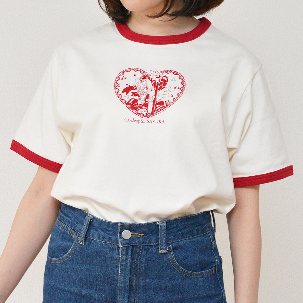Cardcaptor Sakura Ringer T-shirt Red (F Size)- Cardcaptor Sakura Pop-up Store