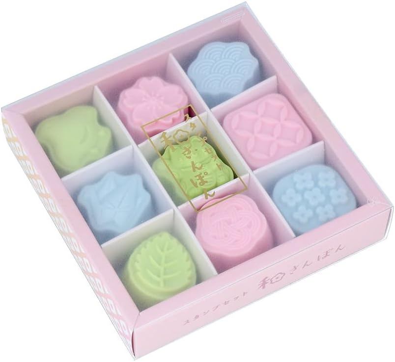 Sun-Star Stationery Wasanpon Stamp Set Japanese Pattern 9-Piece