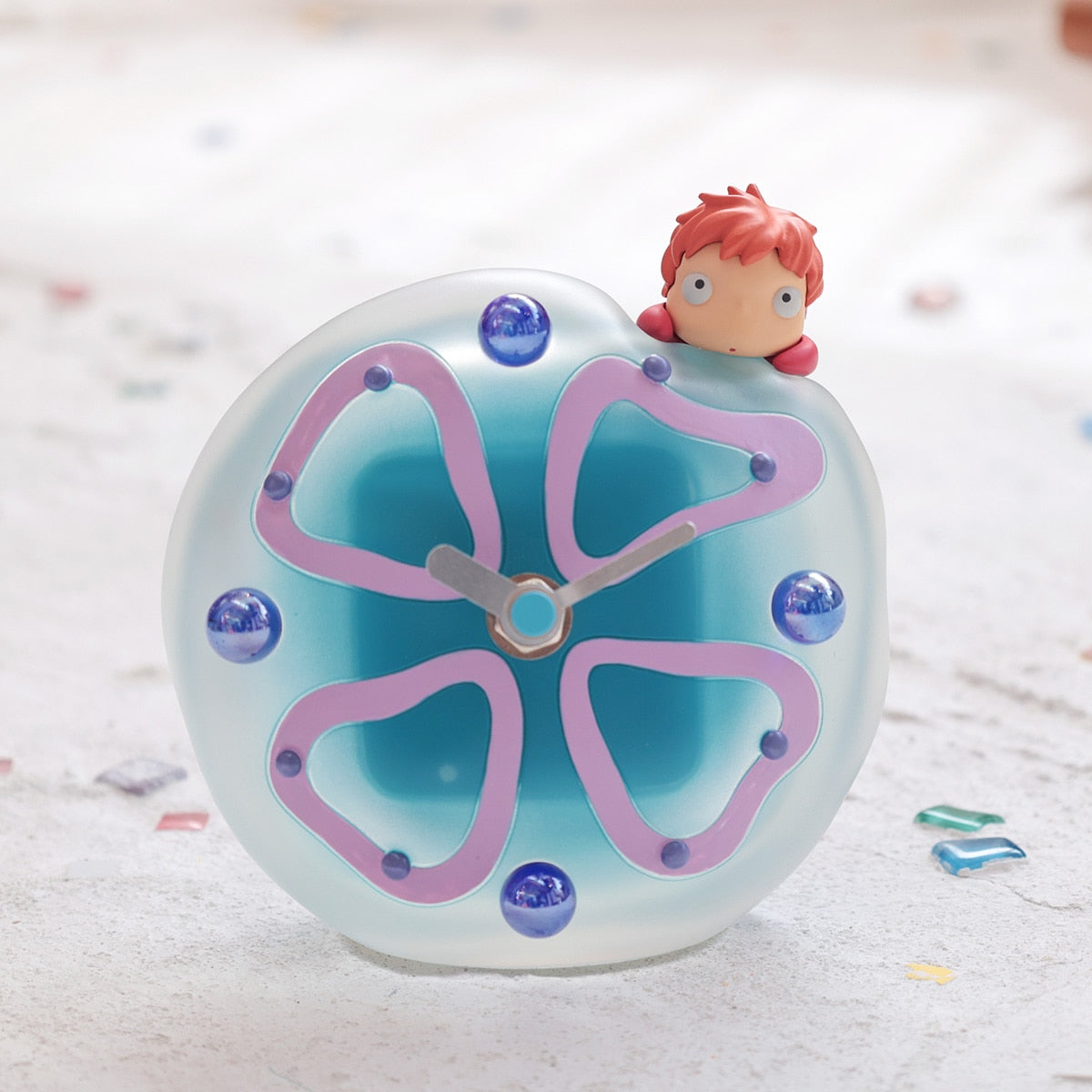 Ponyo on the Cliff by the Sea Jellyfish Desk Clock