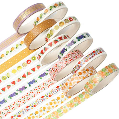 YUBBAEX Decorative Washi Masking Tape 10-Roll Set Gold Foil 0.3-Inch
