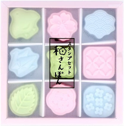 Sun-Star Stationery Wasanpon Stamp Set Japanese Pattern 9-Piece